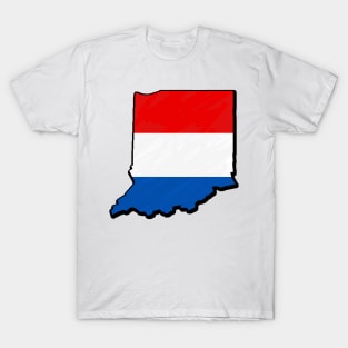 Red, White, and Blue Indiana Outline T-Shirt